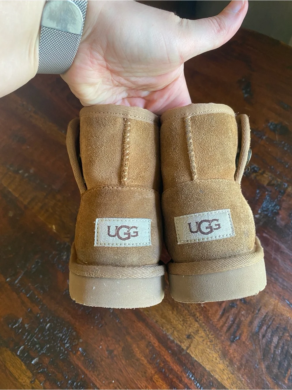 UGG girls Mini Boot Suede Ankle Boots in Chestnut size 13 kids sheepskin